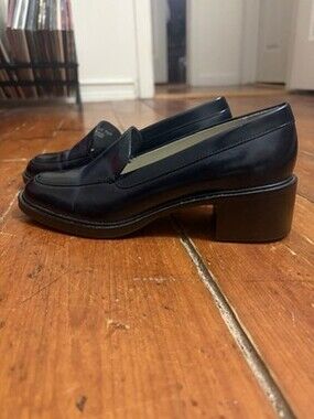 G.H. Bass & Co. Black Leather Block Heel Almond Toe Pump Women's 7.5 - Vintage